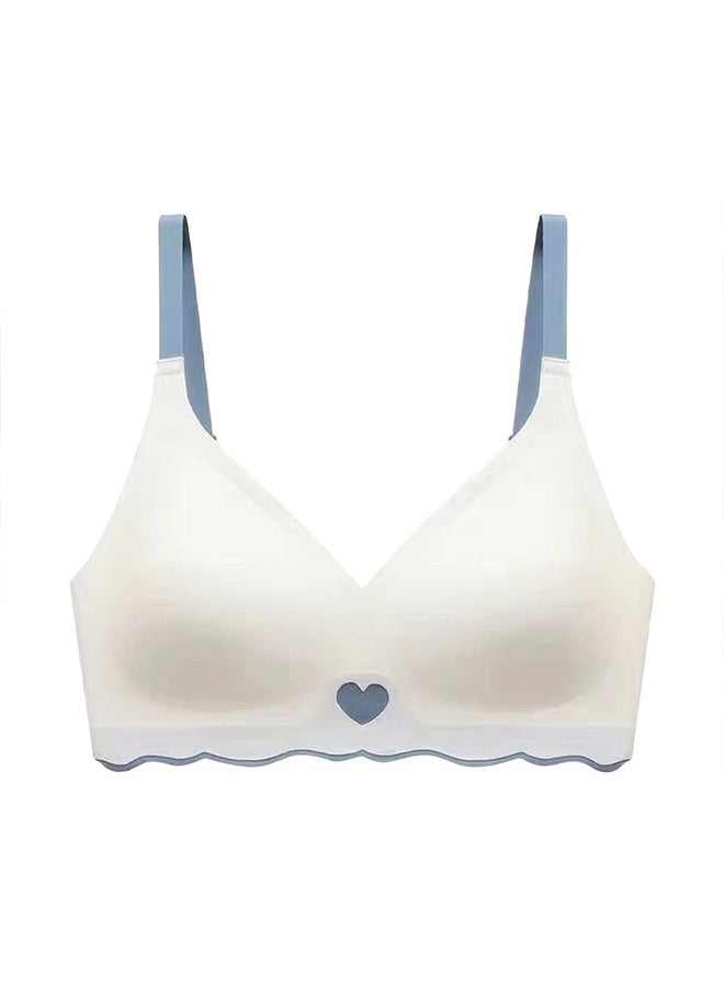 Women’s Seamless Wireless Bra, Soft Padded Comfort Bra with Adjustable Straps, V-Neck Everyday Underwear, Lightweight Breathable Bralette, MGB02 - White - Image 2